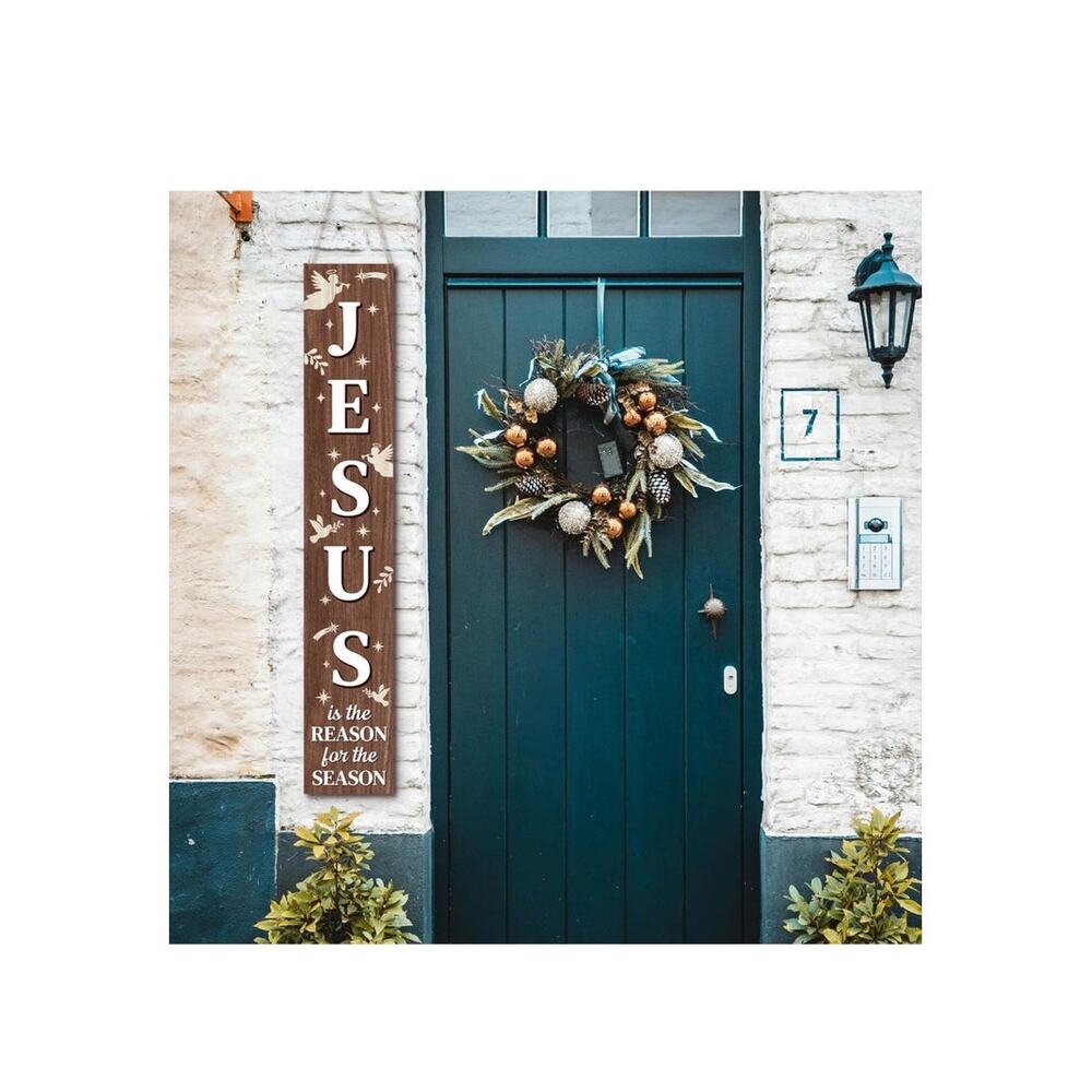 Christmas Welcome Porch Sign For Front Door Wooden Vertical Sign